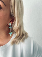 Oorbellen lang met groen en blauw