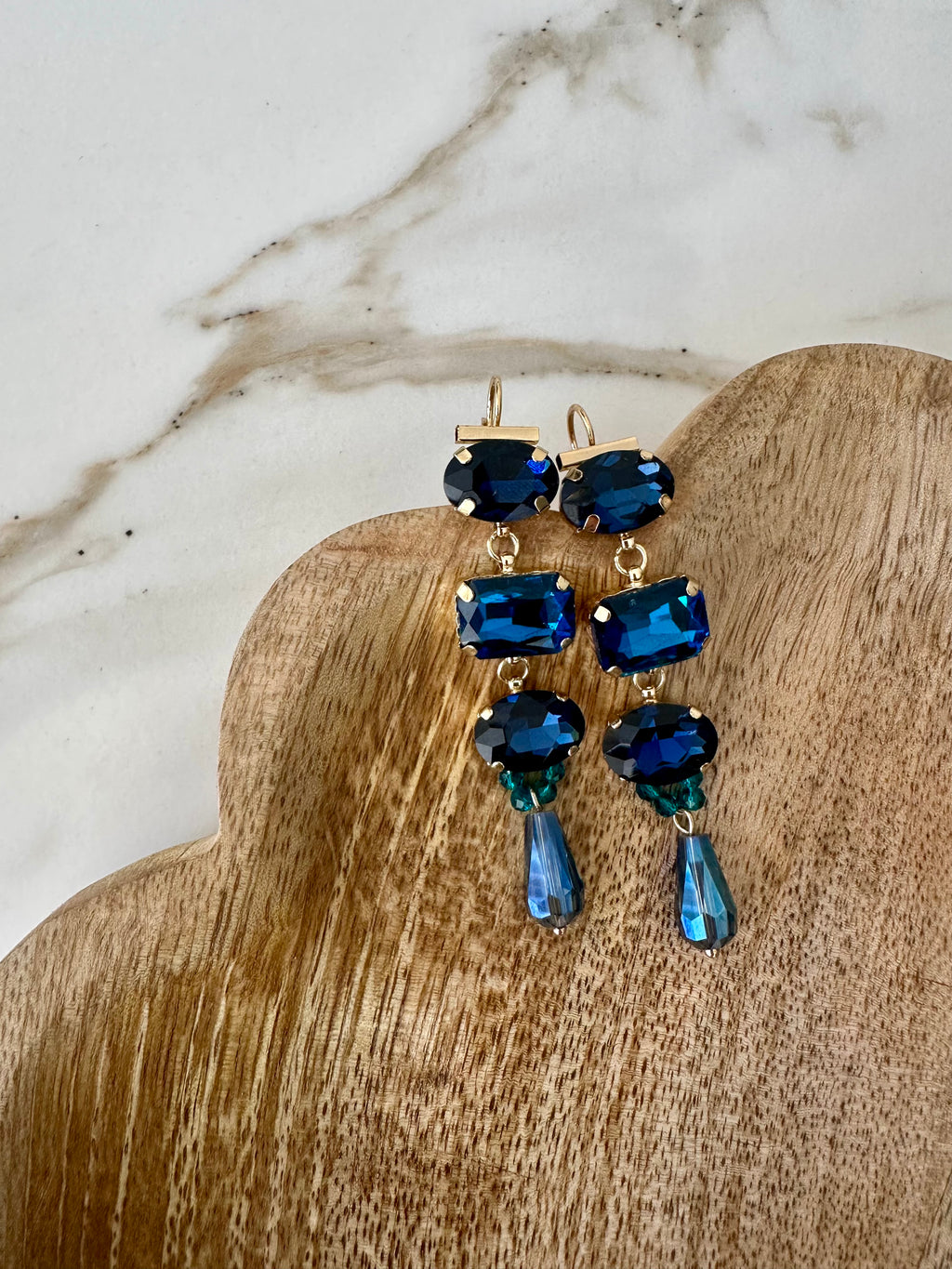 Oorbellen lang blauw