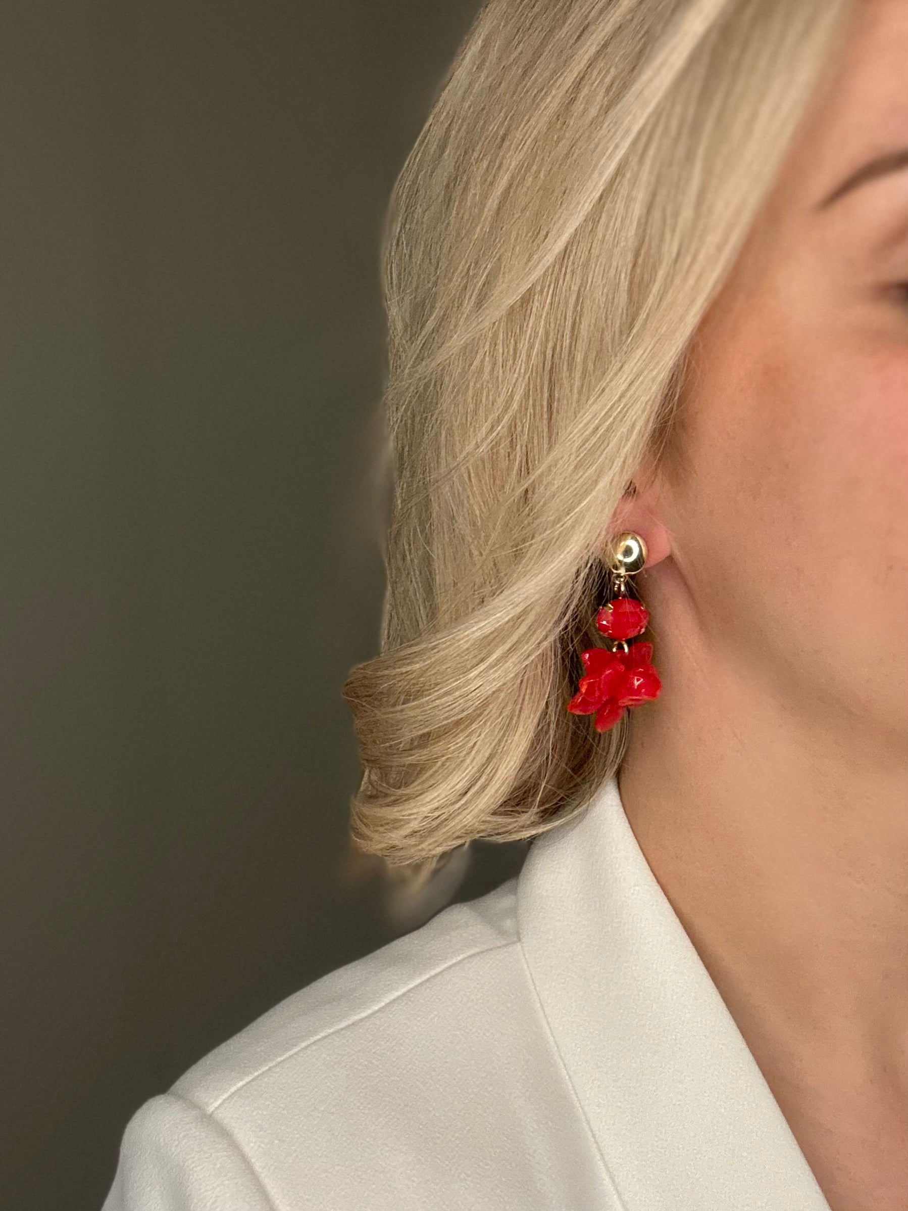 Oorbellen Rood met Goud