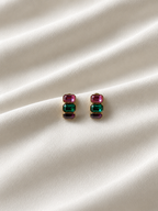 Oorbellen met Roze, Groen en Aubergine