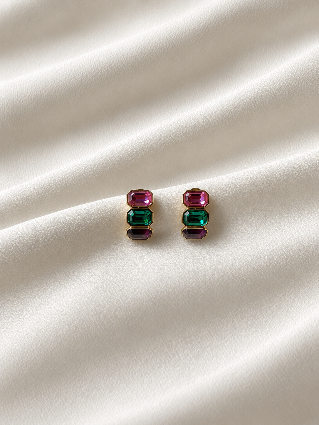 Oorbellen met Roze, Groen en Aubergine