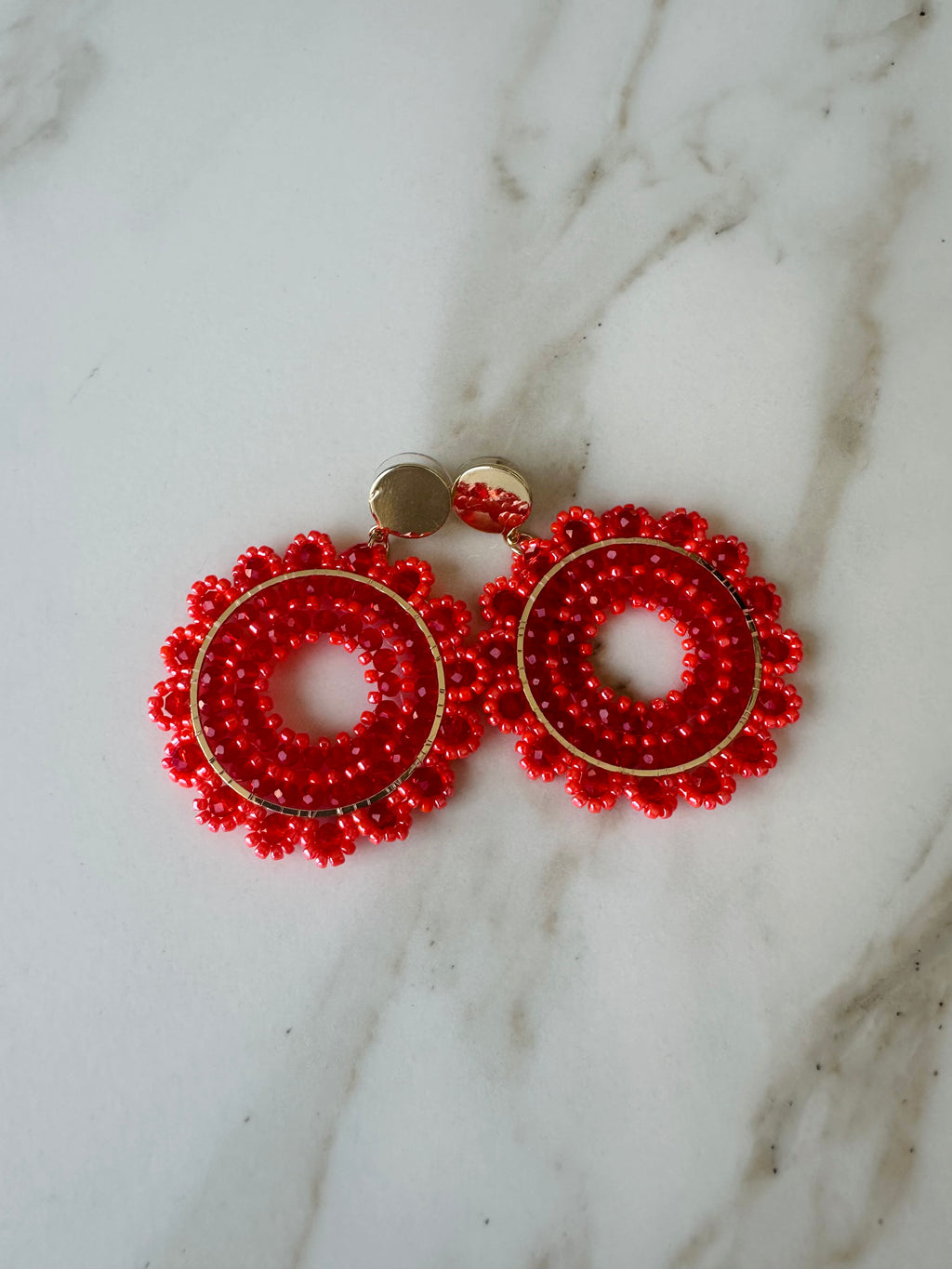 Oorbellen Rood-Oranje met Goud