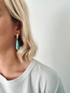 Oorbellen lang met goud en turquoise