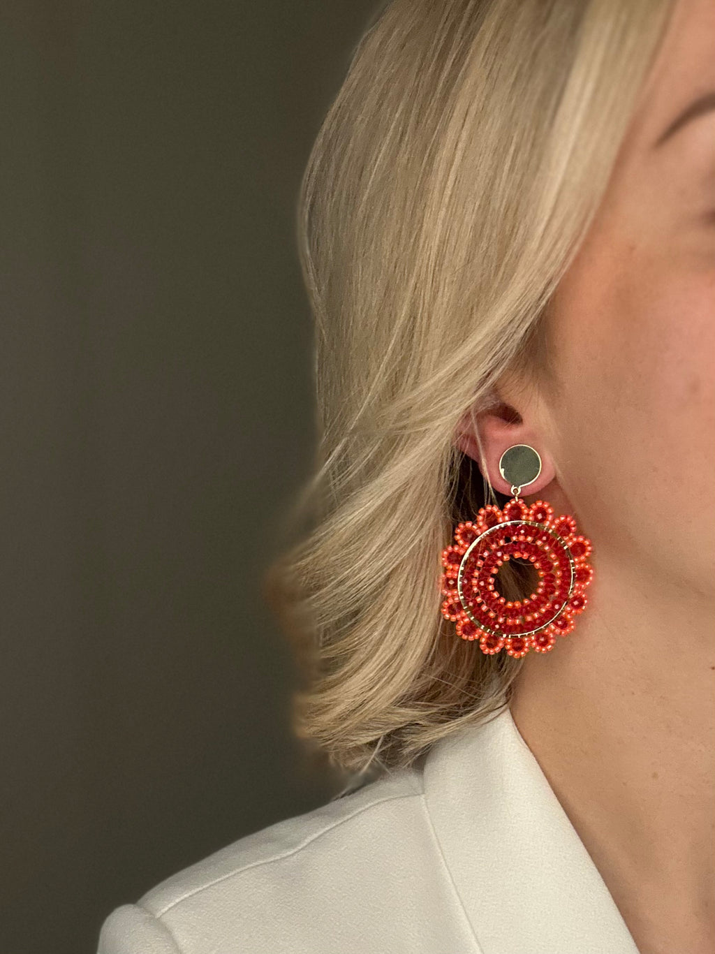 Oorbellen Rood-Oranje met Goud