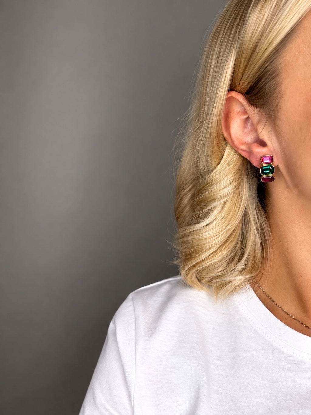 Oorbellen met Roze, Groen en Aubergine