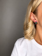 Oorbellen met Roze, Groen en Aubergine