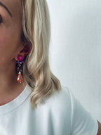 Oorbellen fuchsia en oranje lang