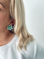 Oorbellen bloem turquoise