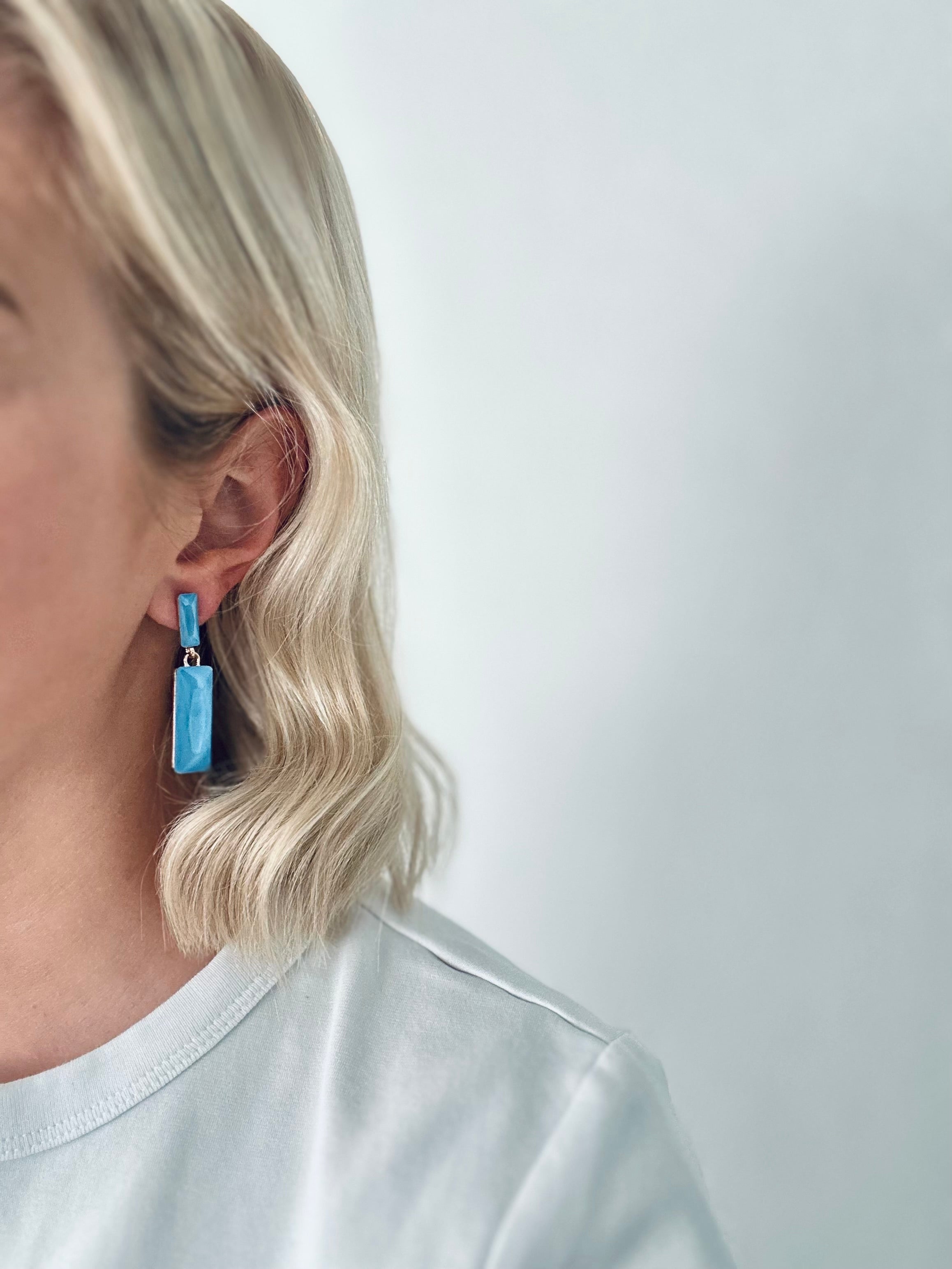 Oorbellen lang blauw