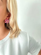 Oorbellen bloem roze