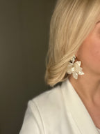 Oorbellen Bloem Wit met Goud
