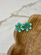 Oorbellen bloem turquoise