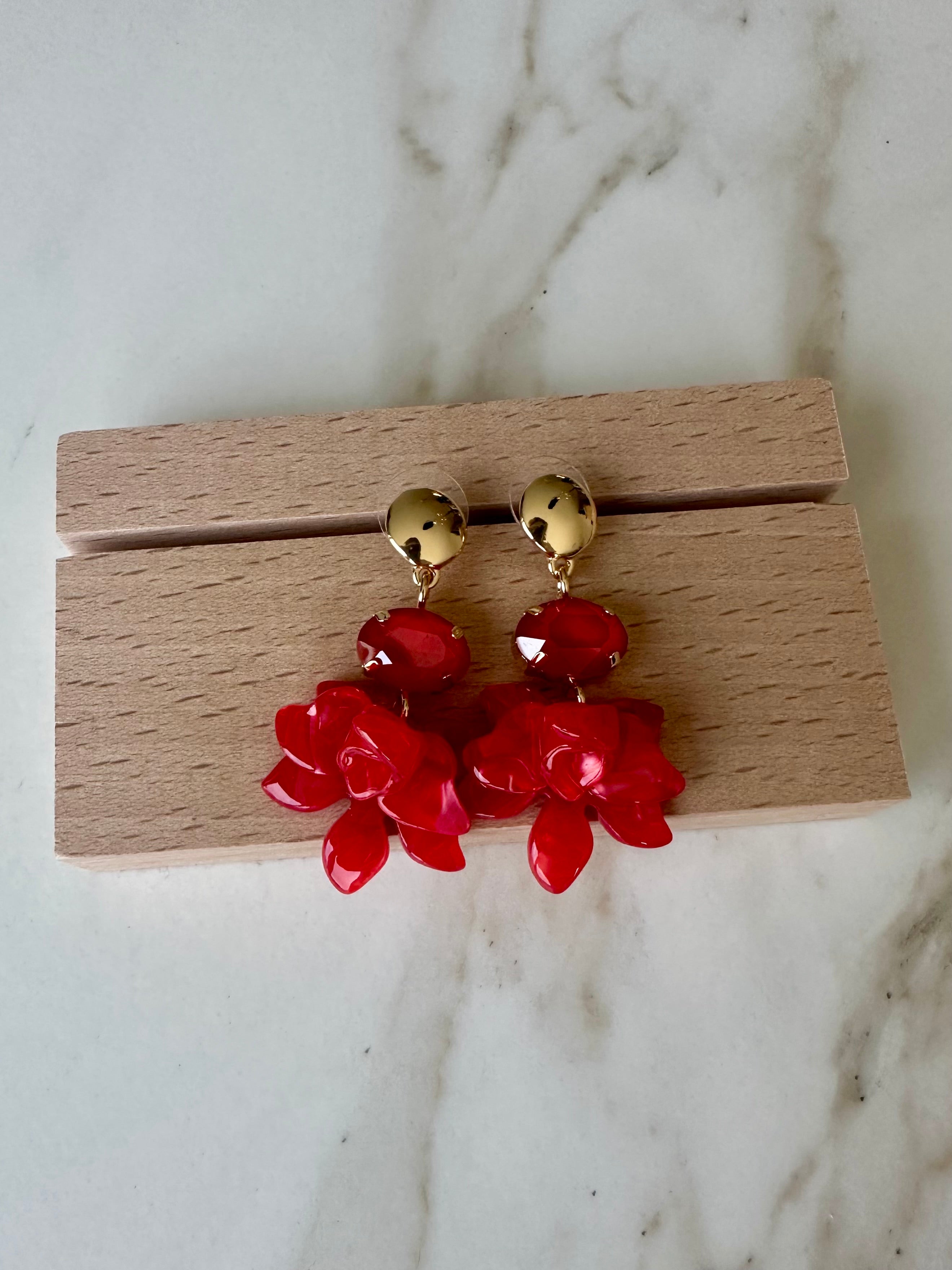 Oorbellen Rood met Goud