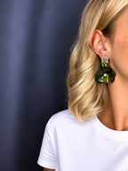 Oorbellen Goud met Groene Bloem