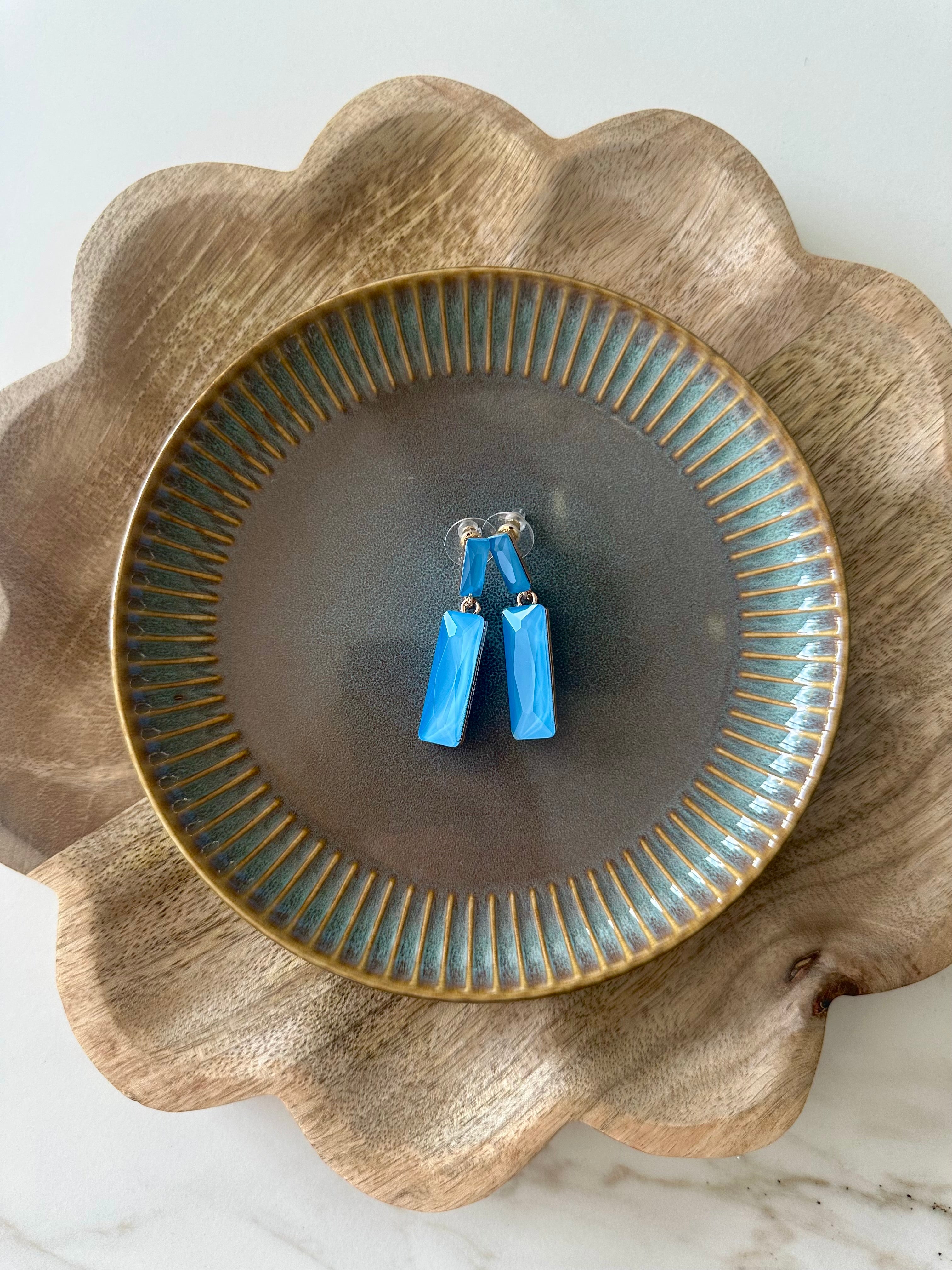 Oorbellen lang blauw