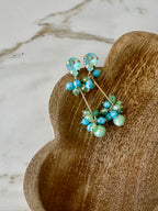 Oorbellen lang met groen en blauw
