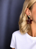 Oorbellen Goud met Bruine Bloem