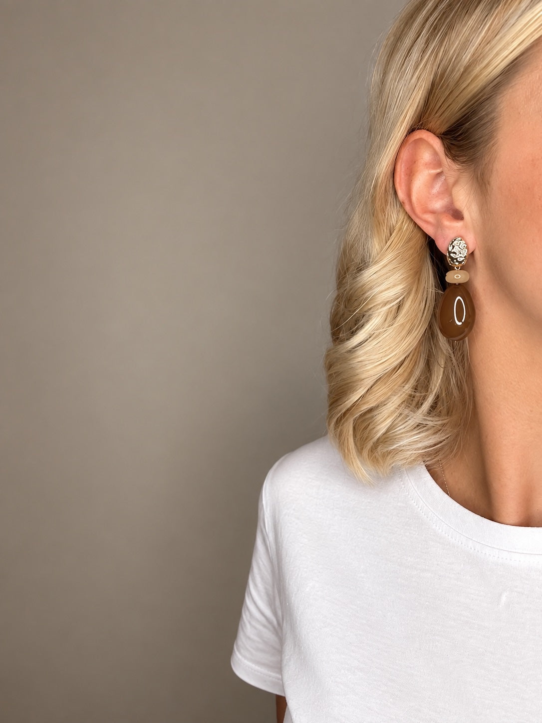 Oorbellen Licht Bruin met Goud