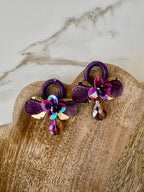 Oorbellen bloem paars