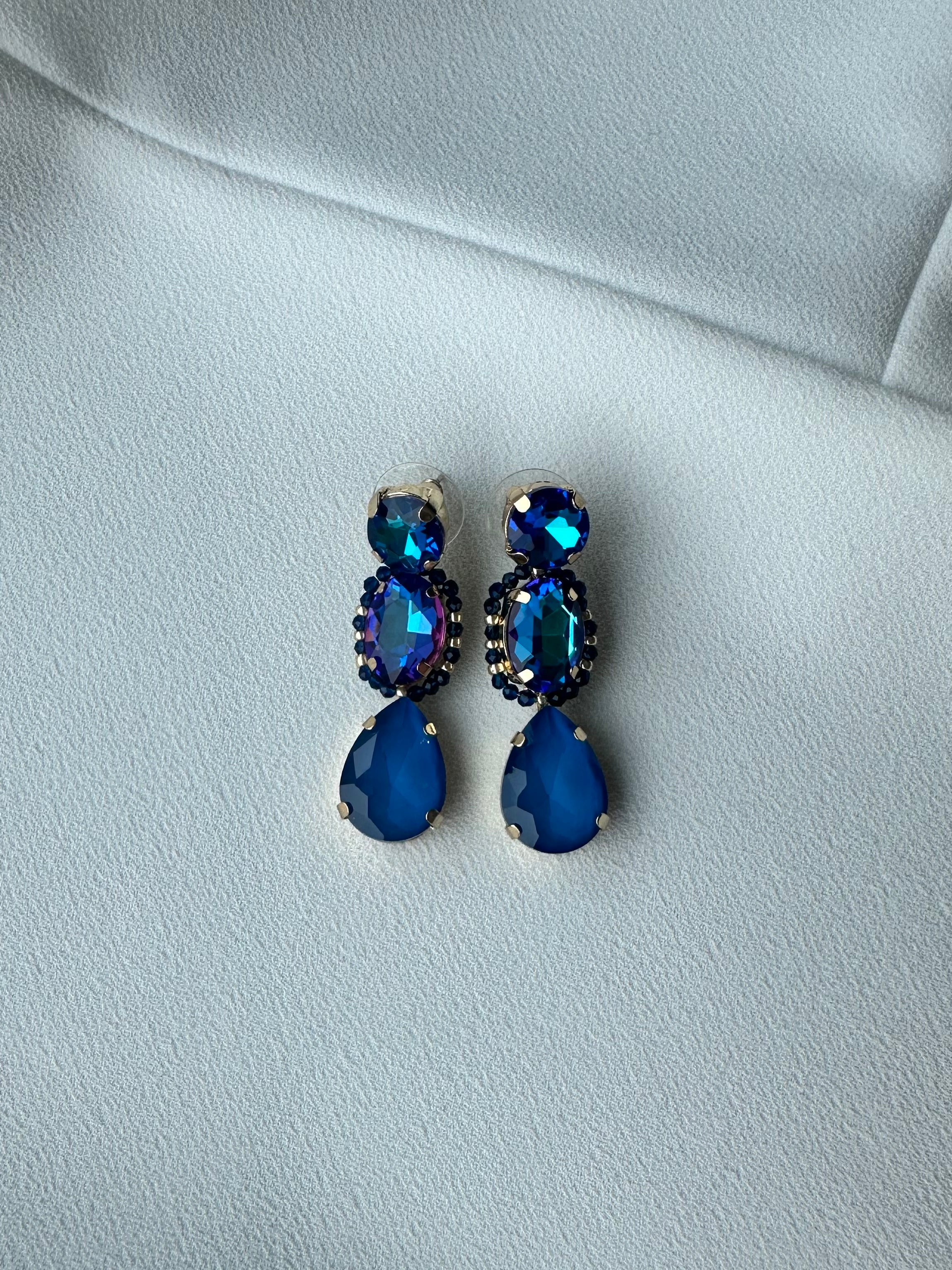 SUMMER SALE -40%! Oorbellen lang blauw