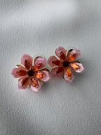 SUMMER SALE -40%! Oorbellen bloem oranje roze