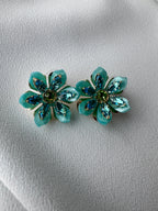 SUMMER SALE -40%! Oorbellen bloem turquoise