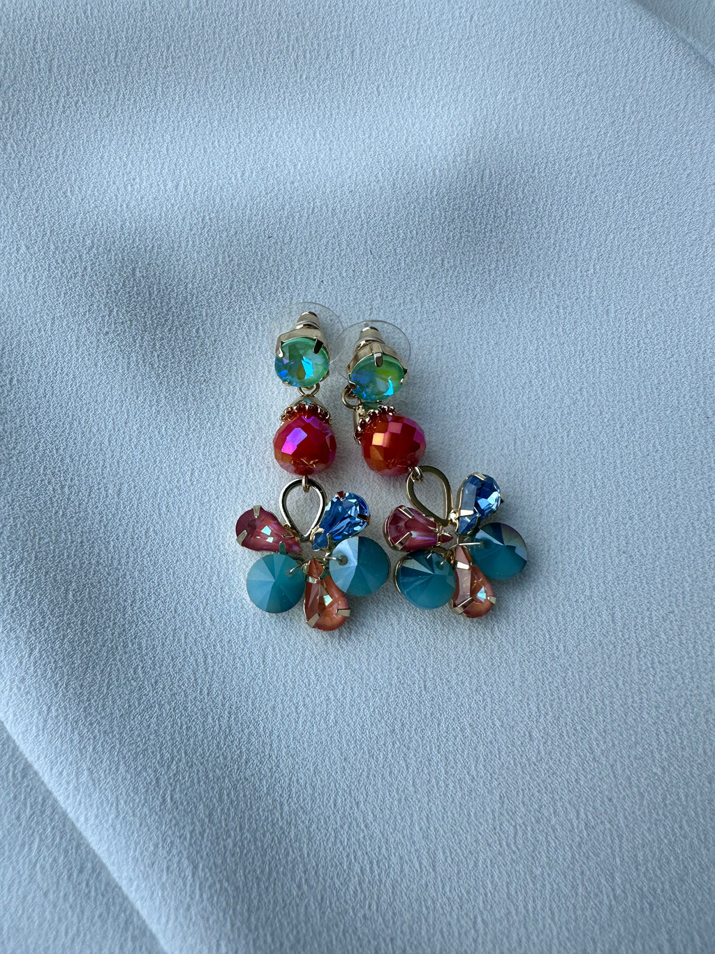 SUMMER SALE -40%! Oorbellen lang groen blauw oranje