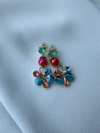 SUMMER SALE -40%! Oorbellen lang groen blauw oranje