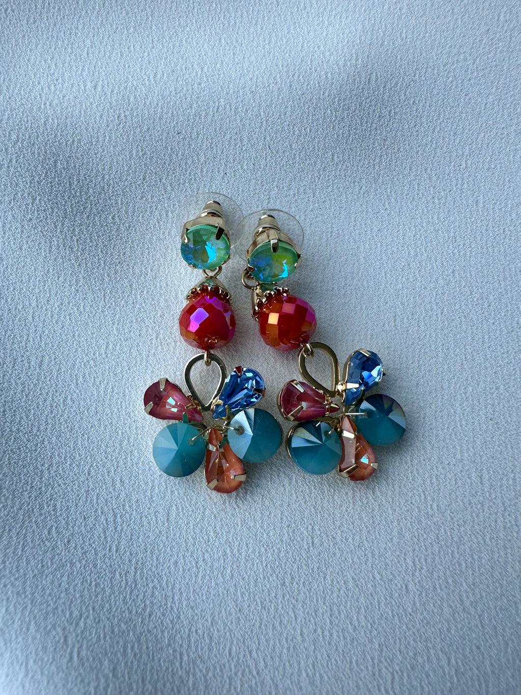 SUMMER SALE -40%! Oorbellen lang groen blauw oranje