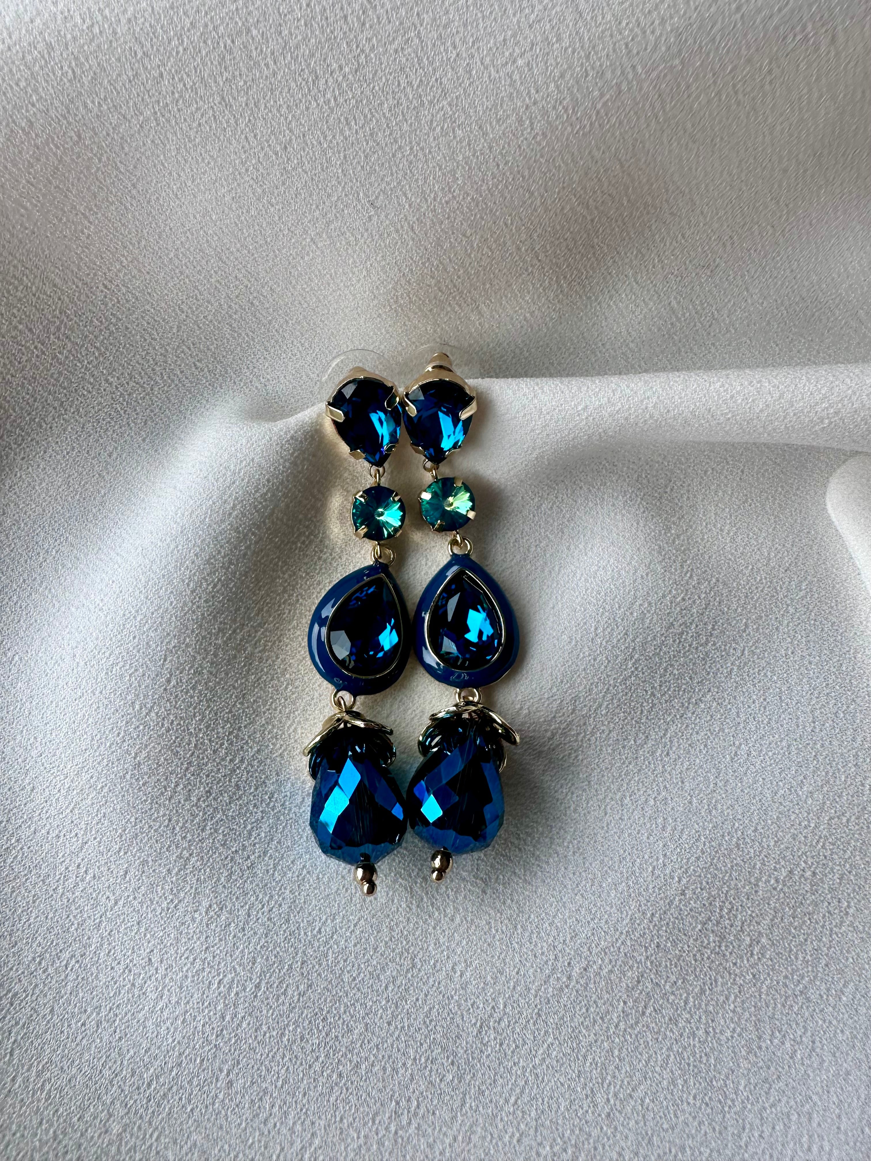 Oorbellen lang Blauw