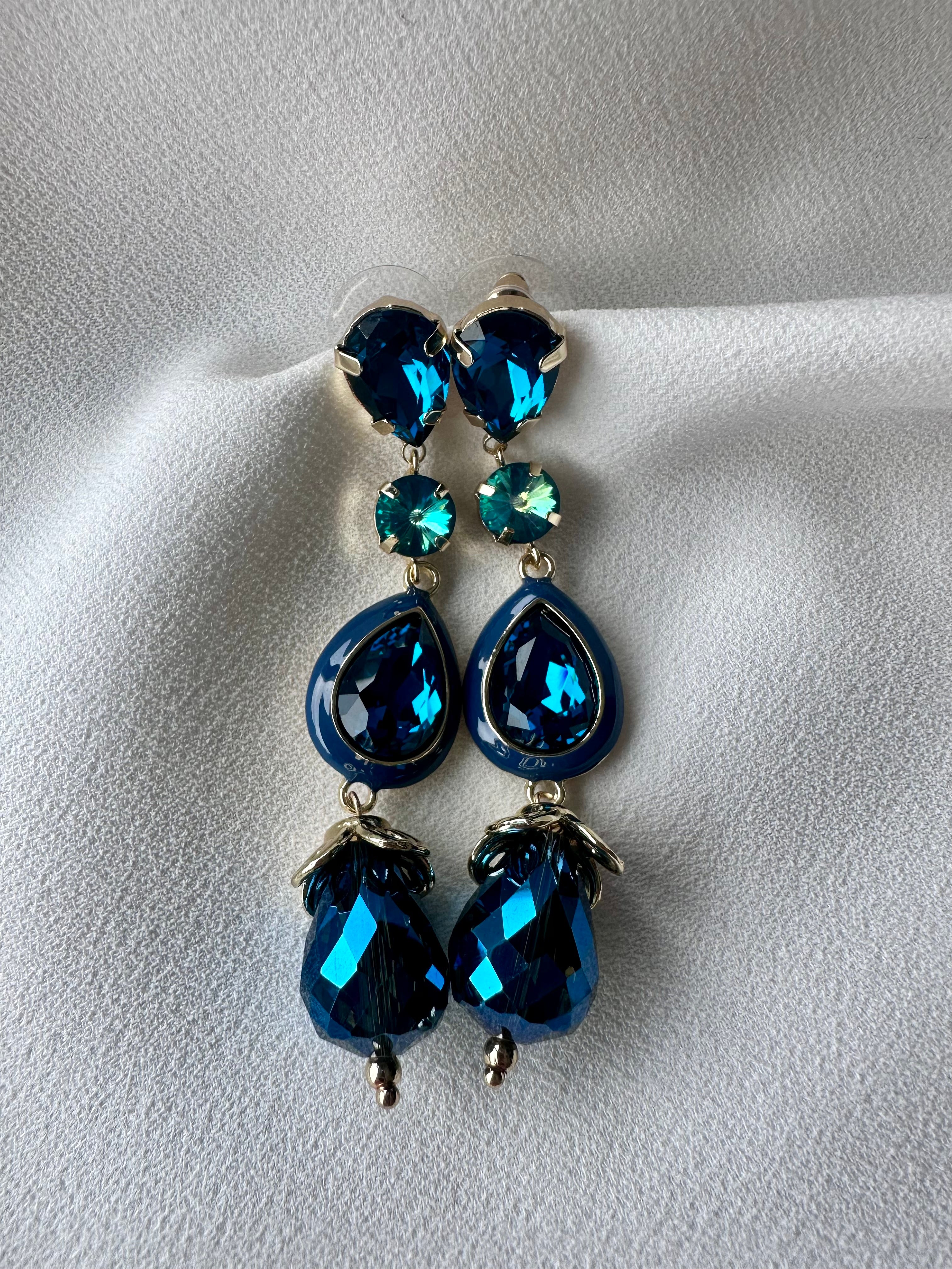 Oorbellen lang Blauw