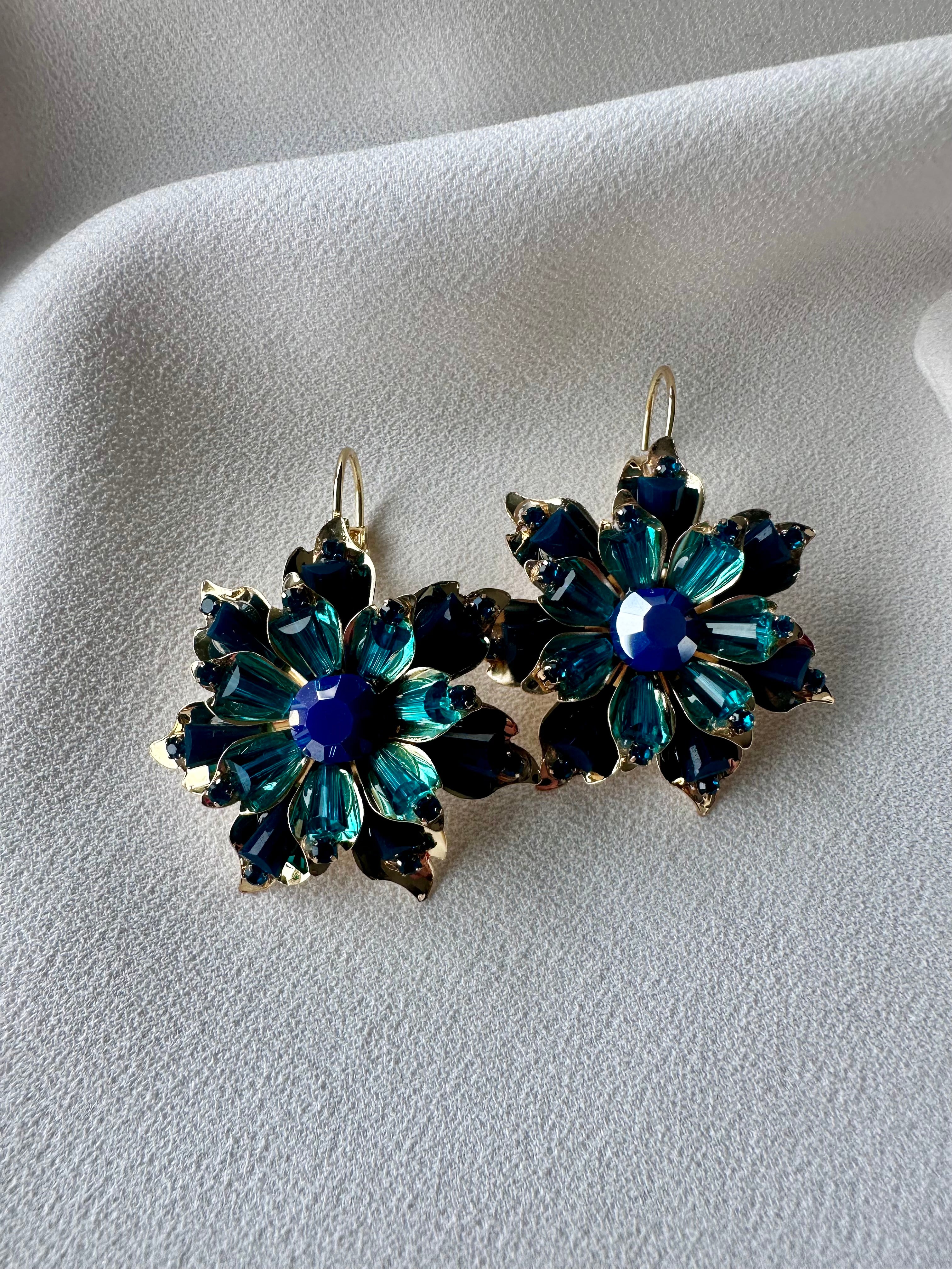 Oorbellen Bloem Blauw