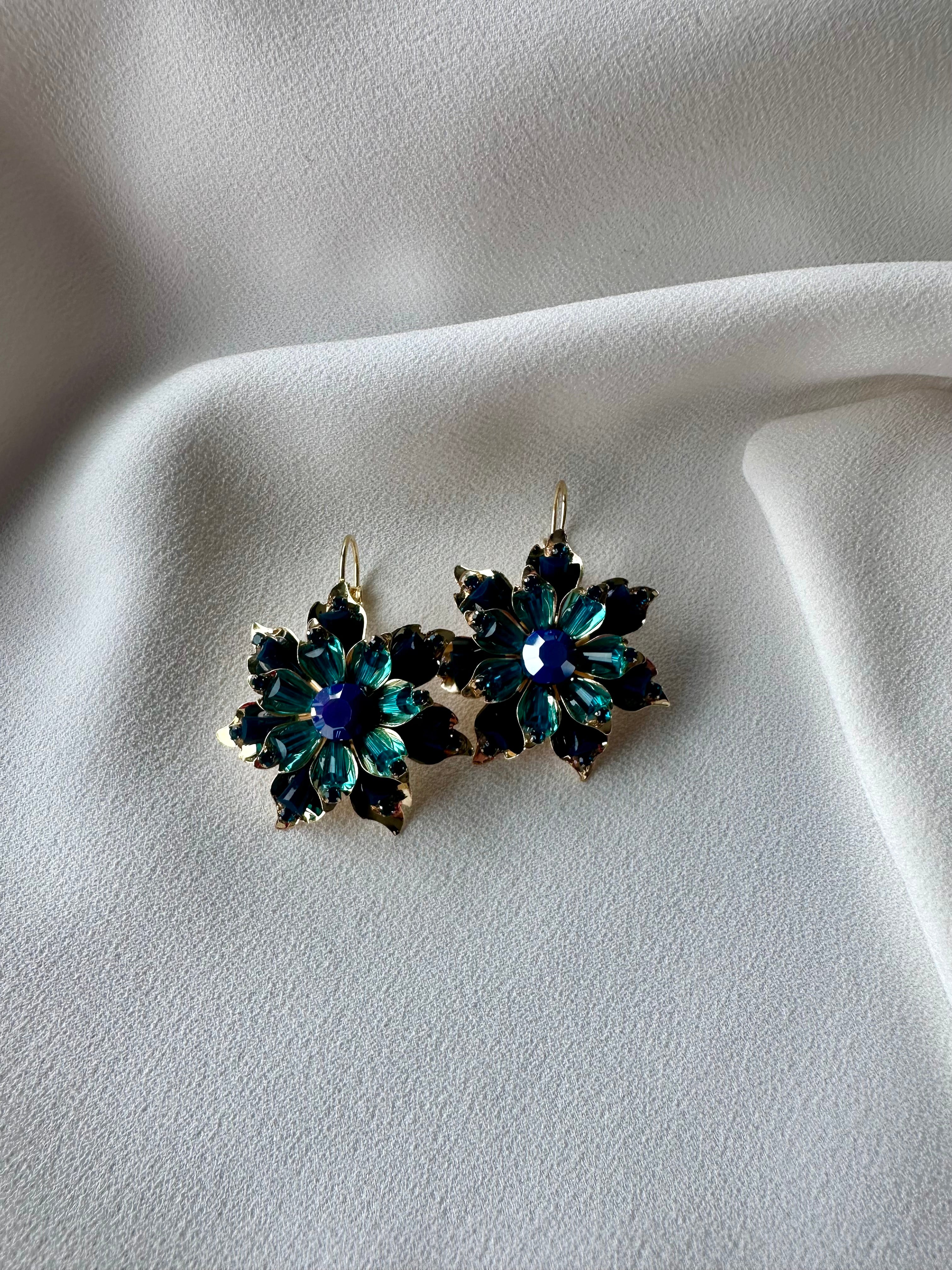 Oorbellen Bloem Blauw