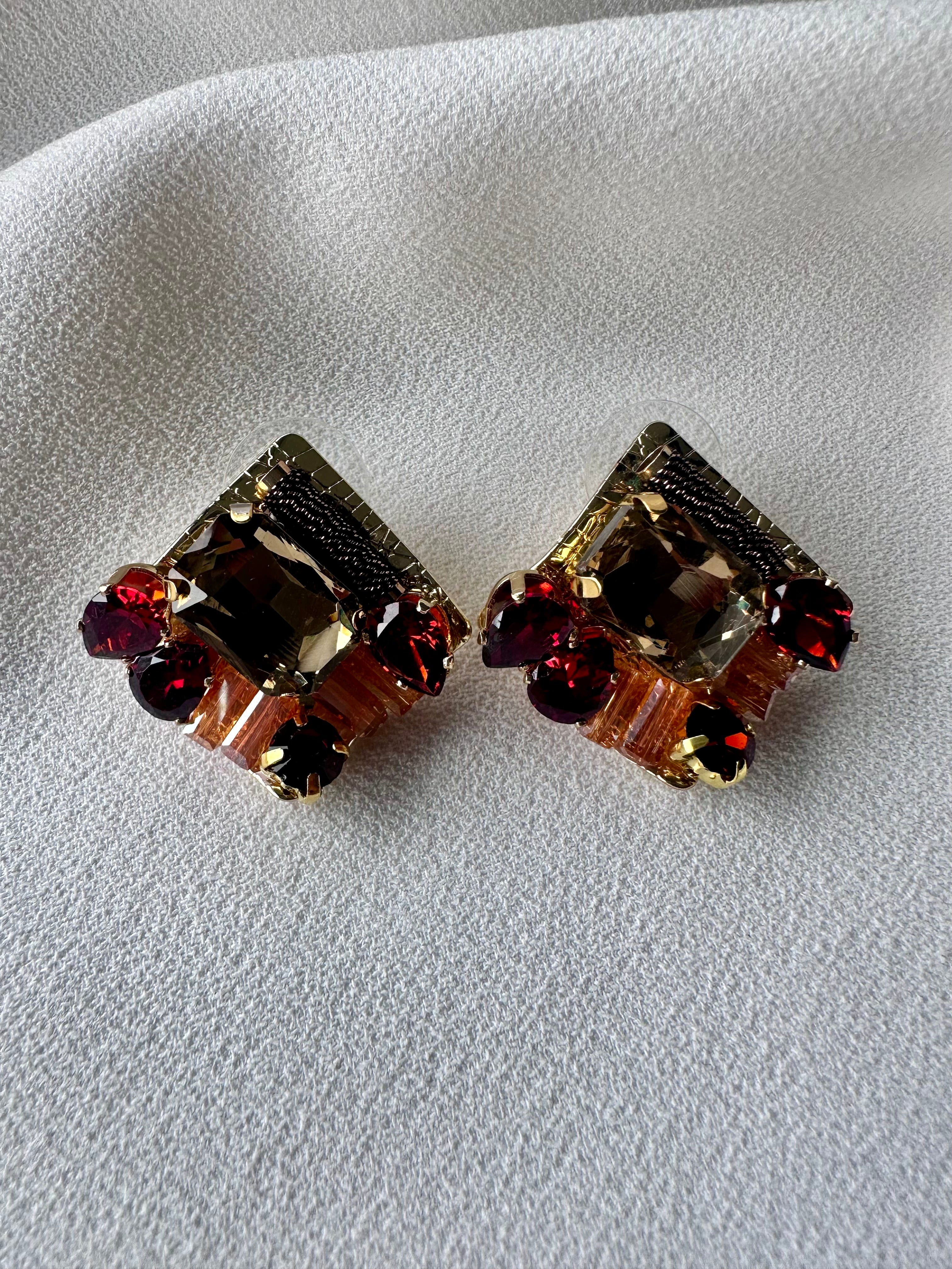 Oorbellen Kort Bruin met Goud