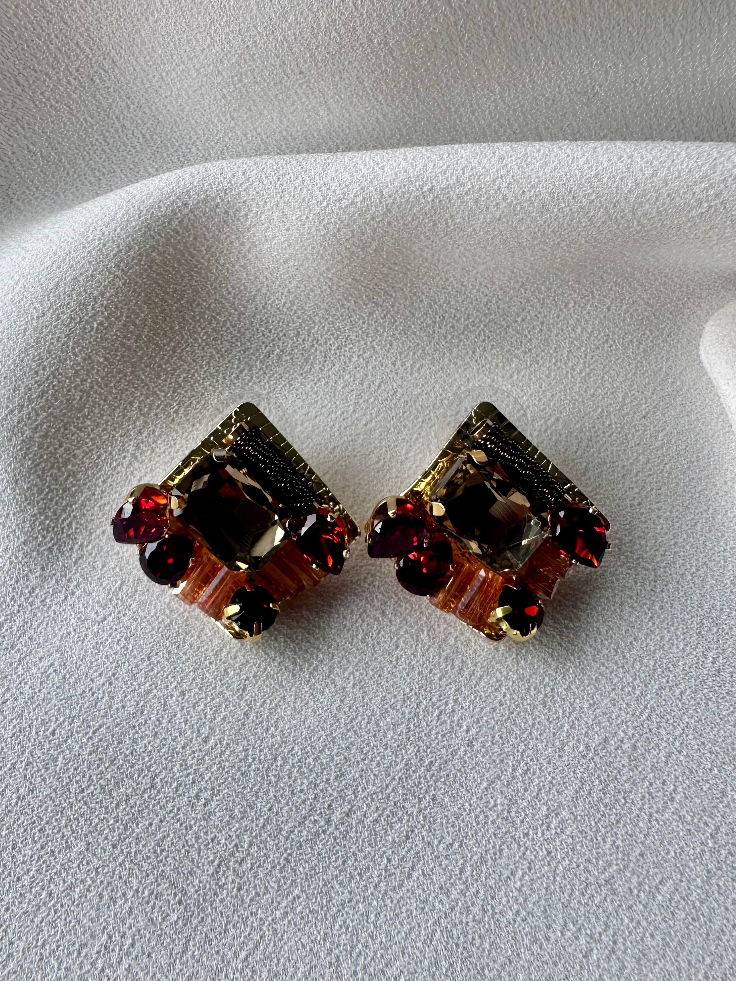 Oorbellen Kort Bruin met Goud