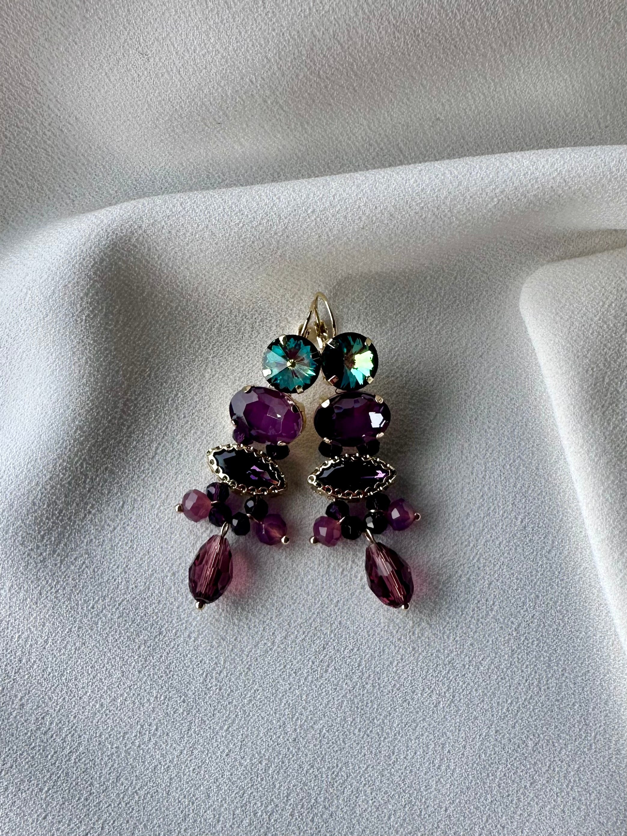 Oorbellen Lang Paars/Burgundy