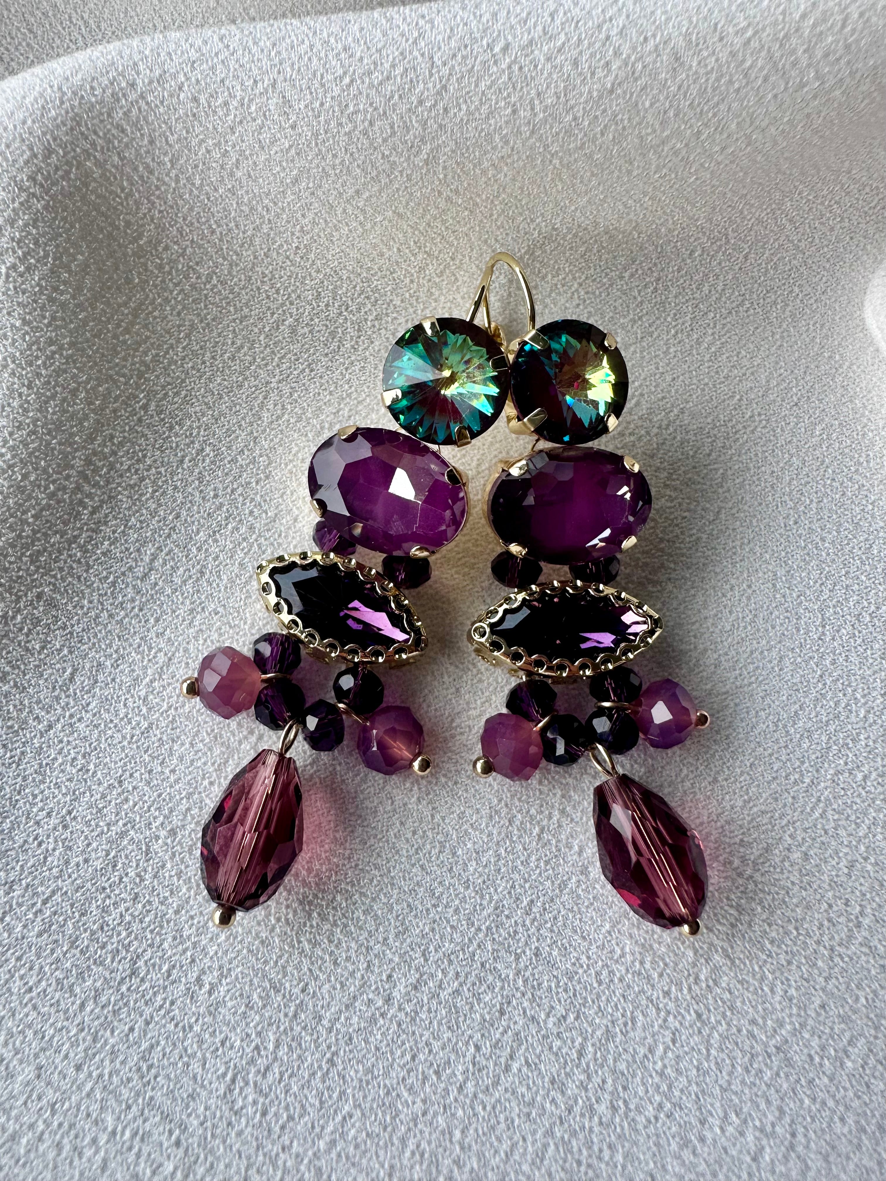 Oorbellen Lang Paars/Burgundy