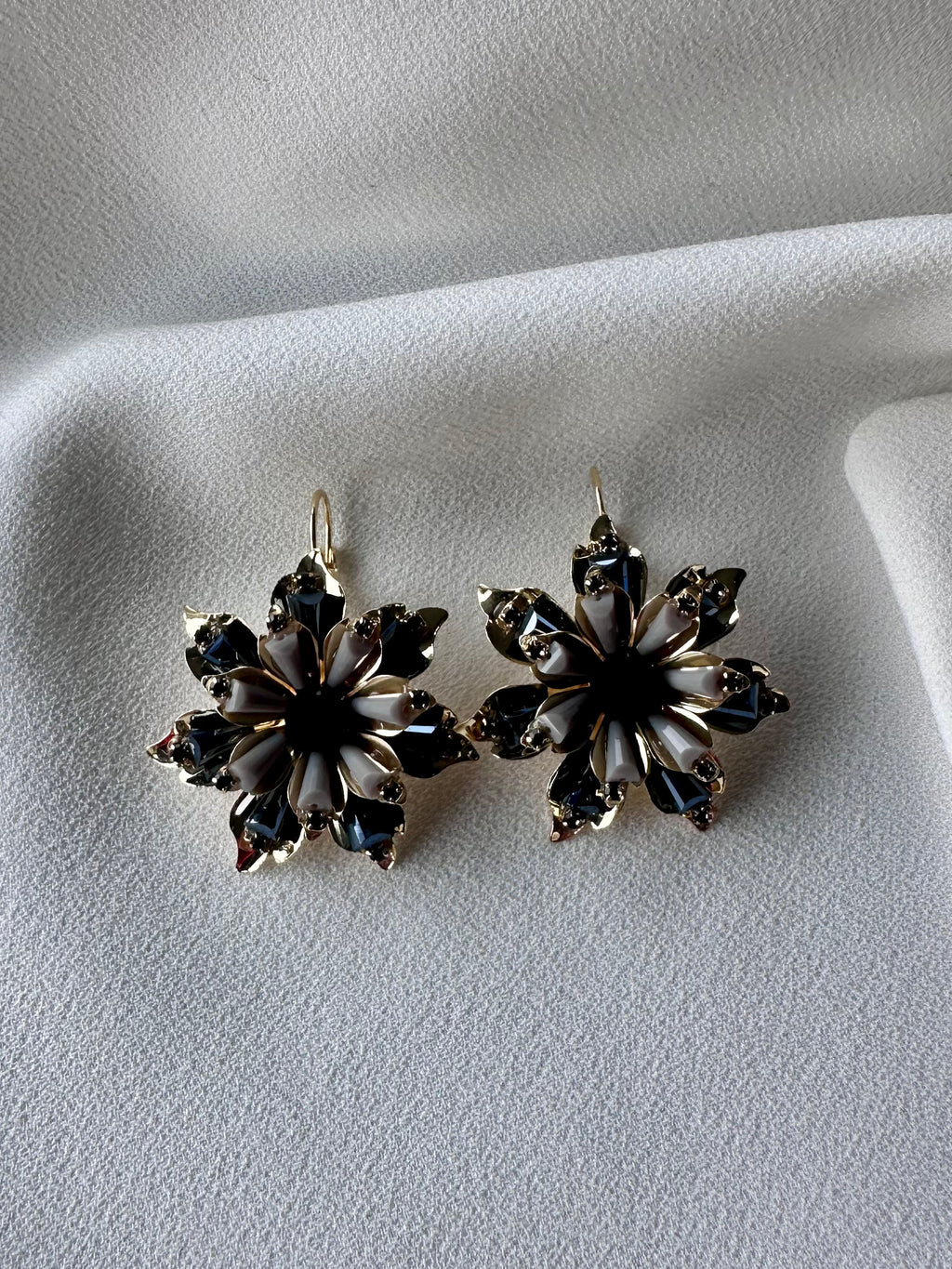 Oorbellen Bloem Zwart