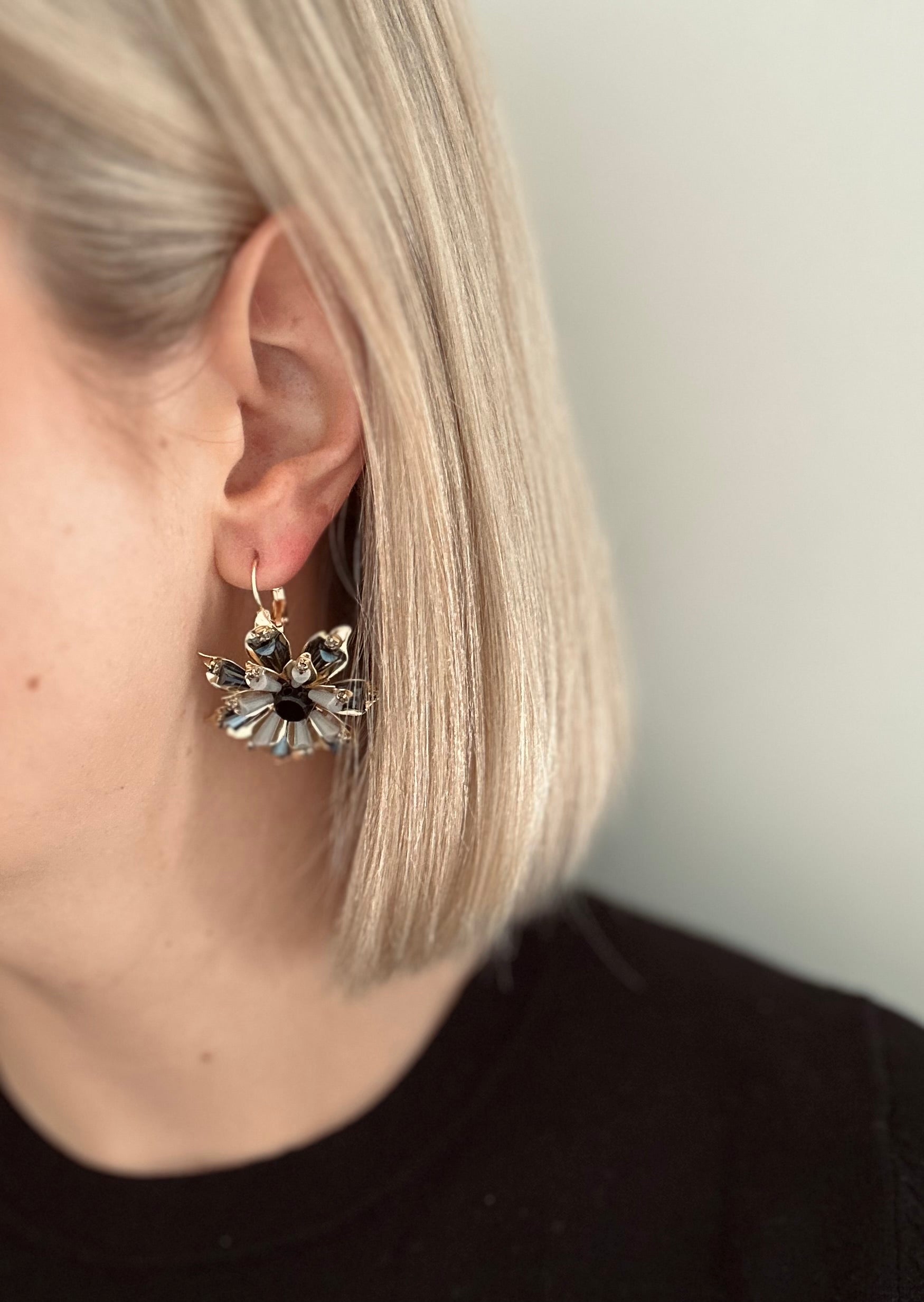 Oorbellen Bloem Zwart