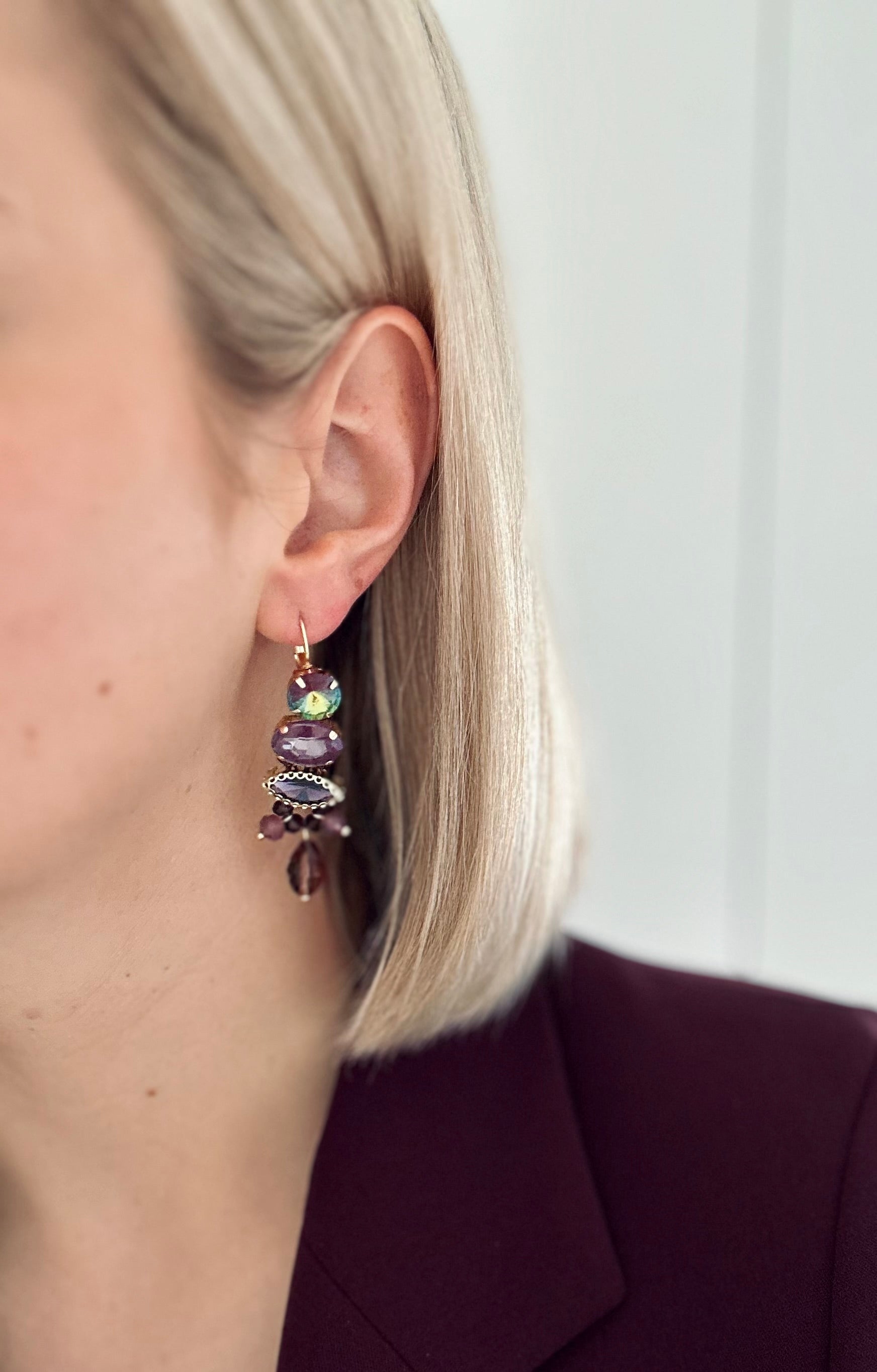 Oorbellen Lang Paars/Burgundy