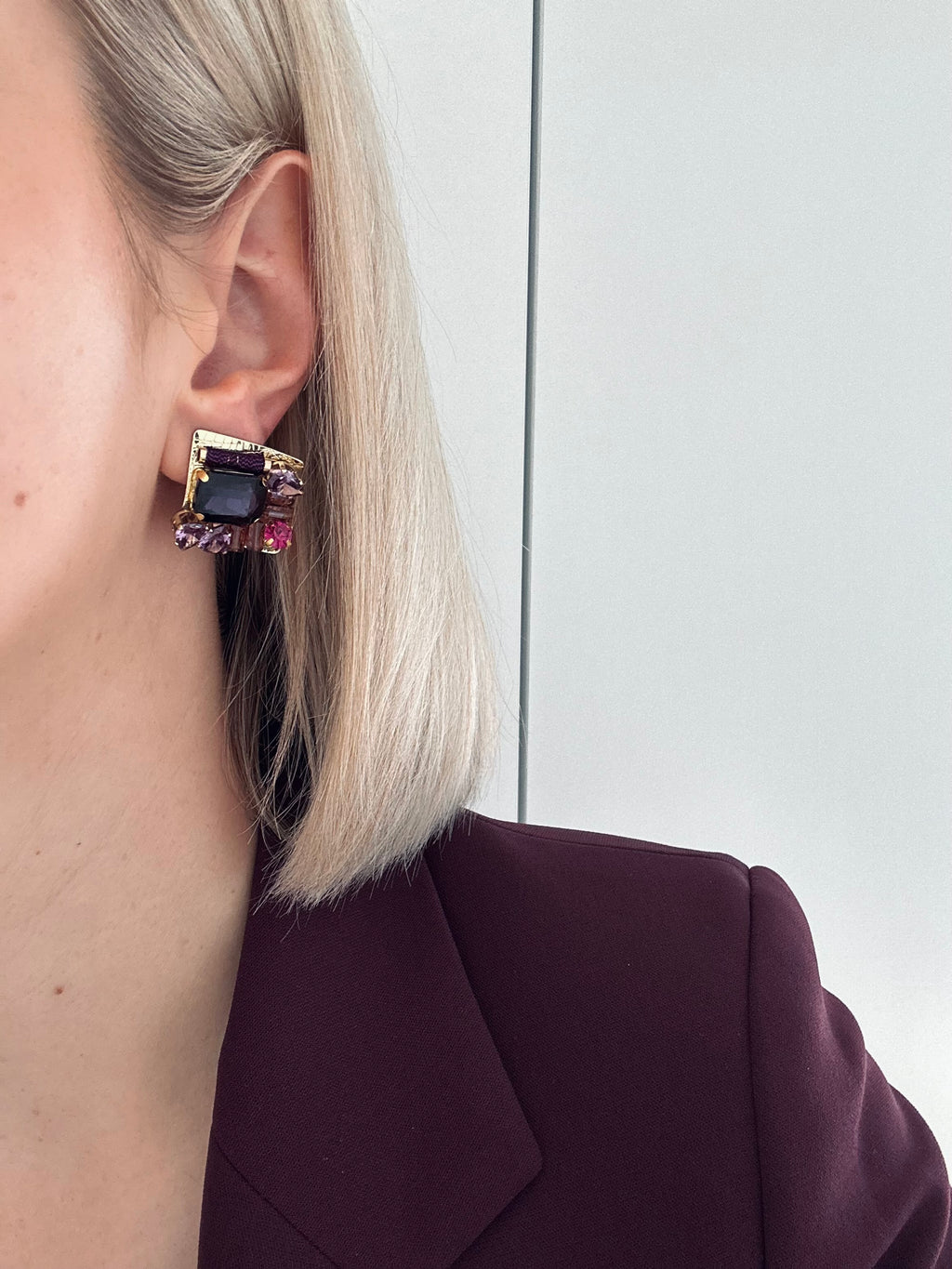 Oorbellen kort Burgundy