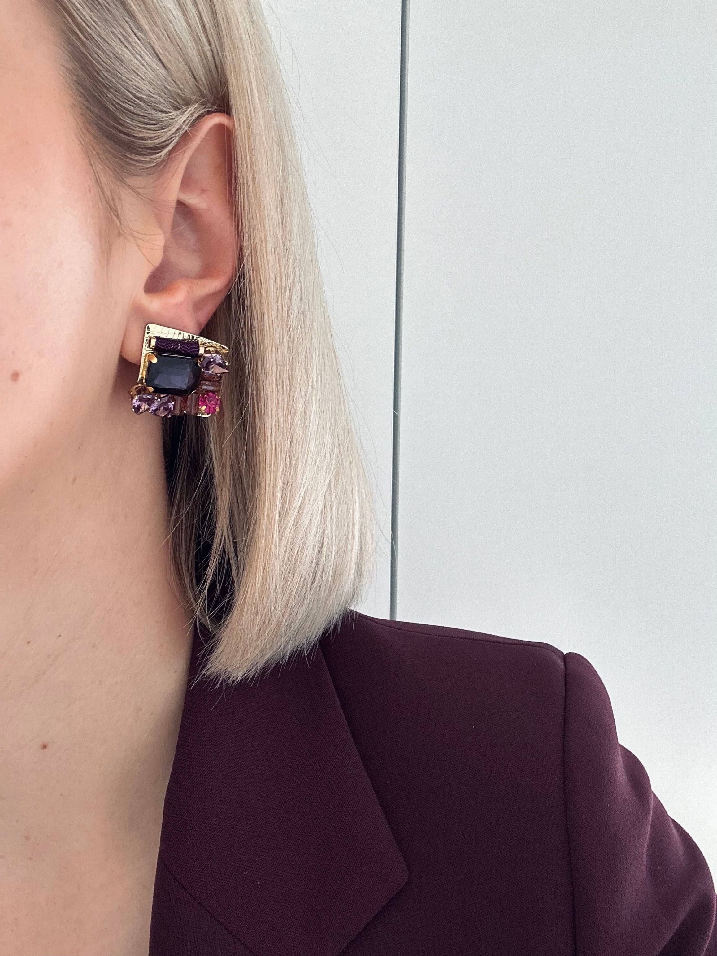 Oorbellen kort Burgundy