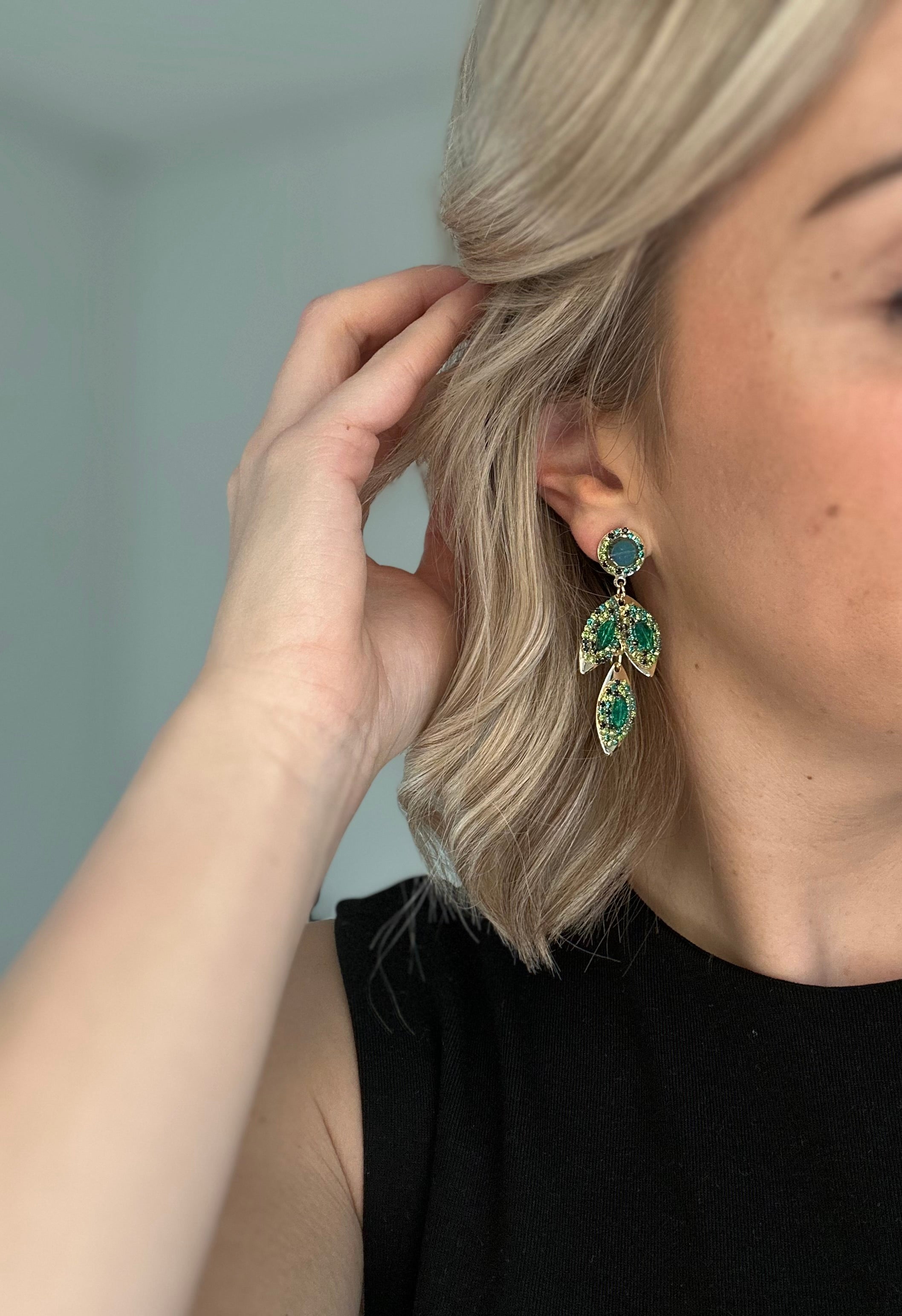 Oorbellen Goud met Groen