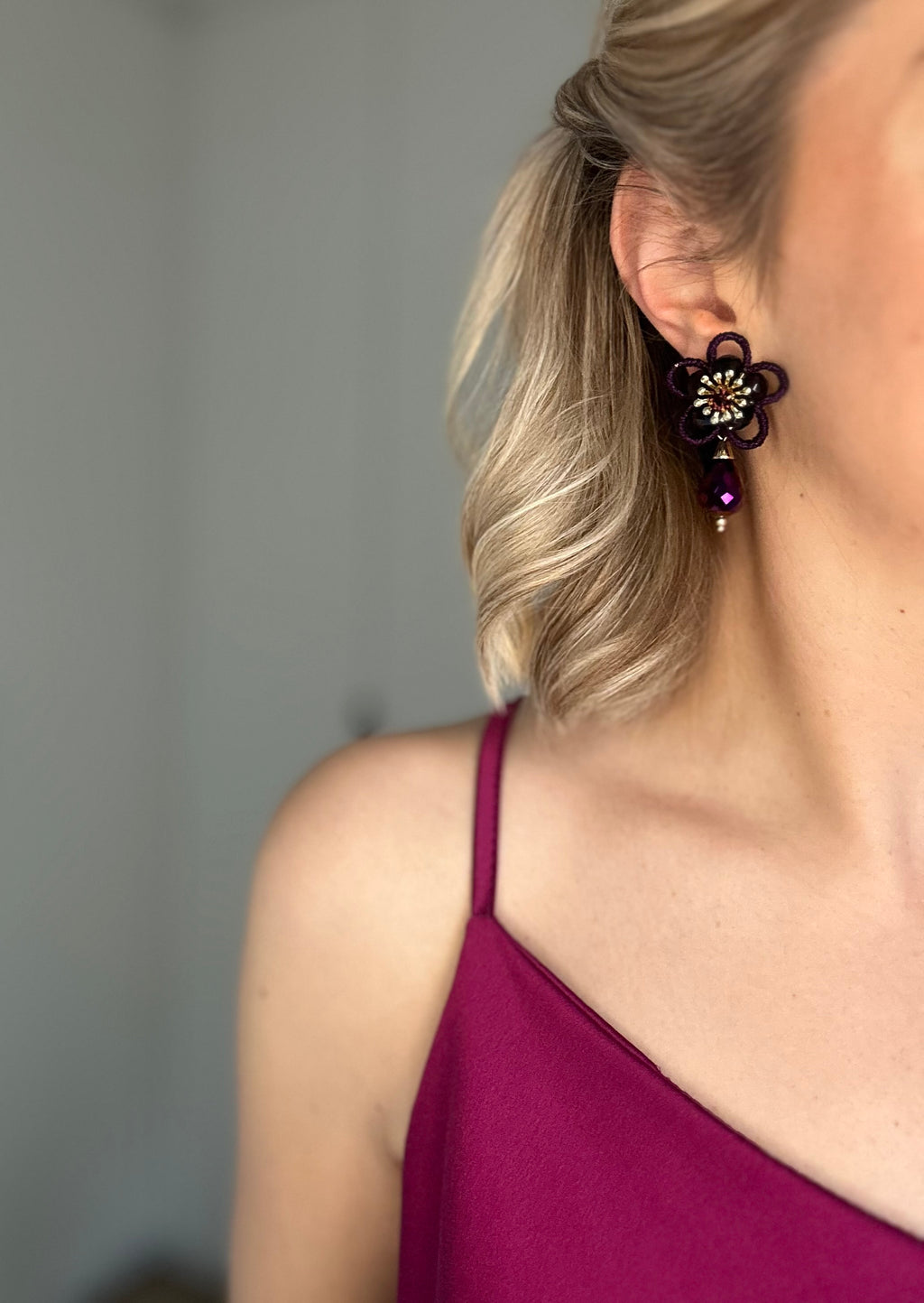 Oorbellen Bloem Paars