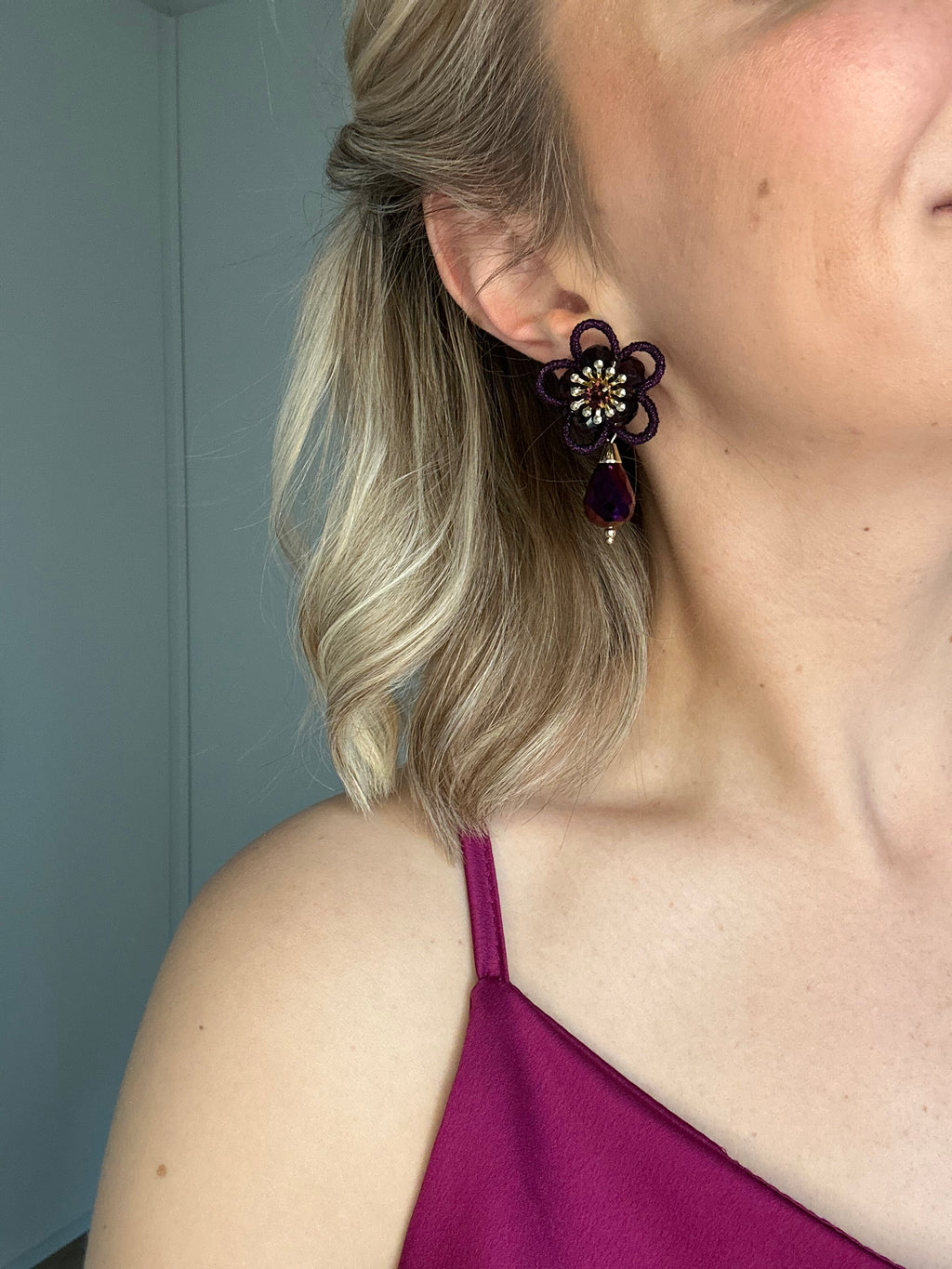 Oorbellen Bloem Paars