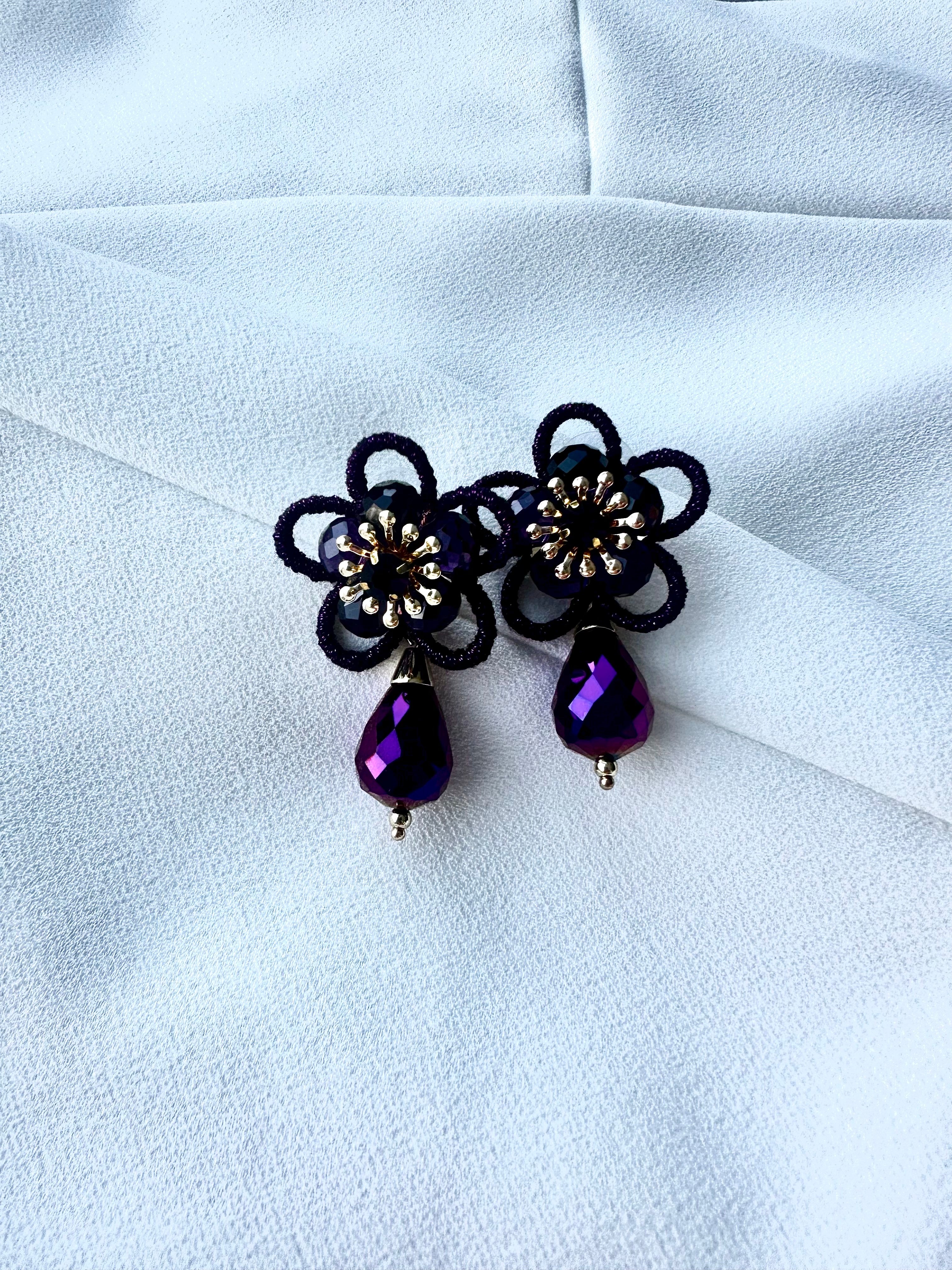 Oorbellen Bloem Paars