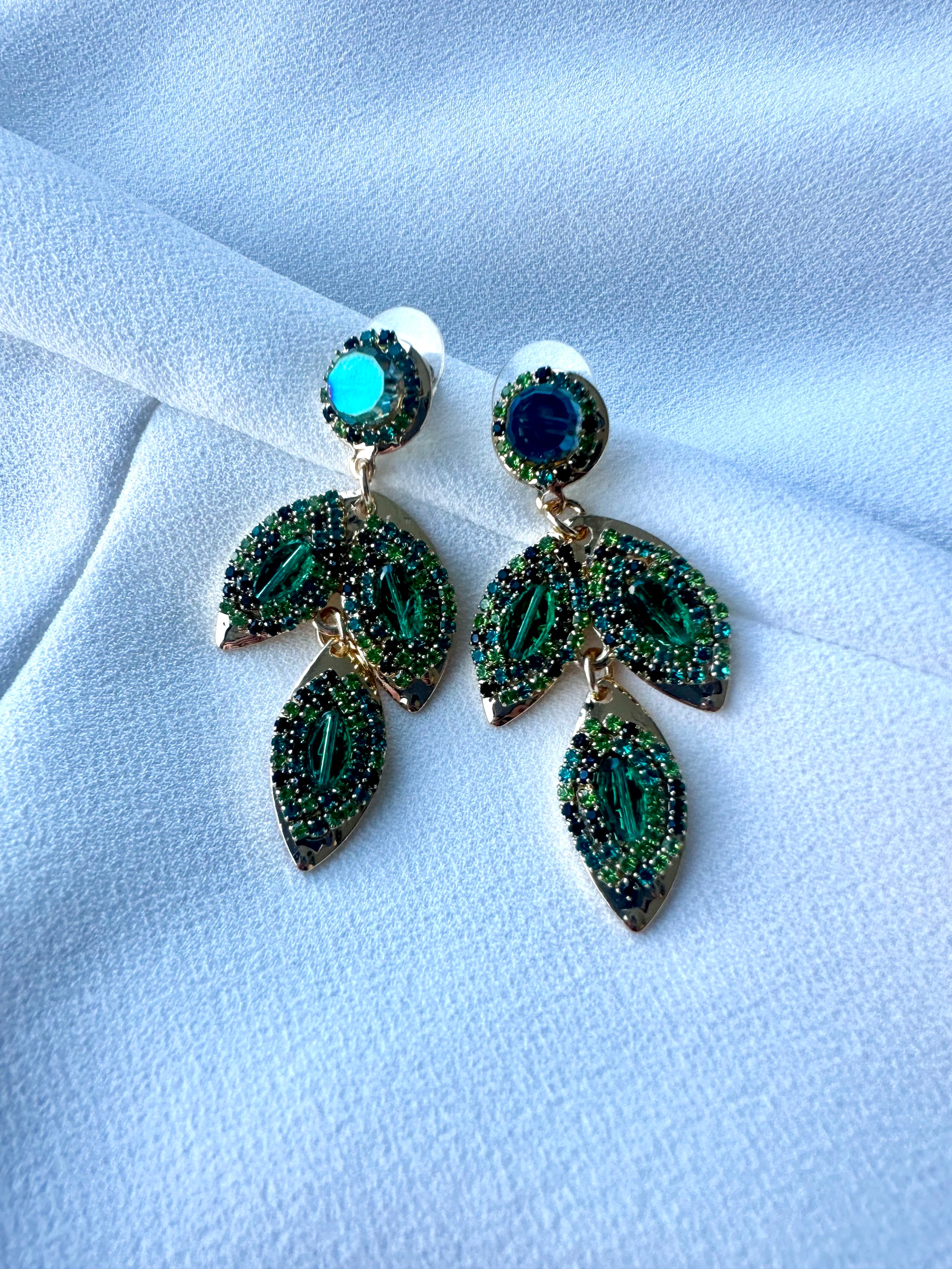 Oorbellen Goud met Groen