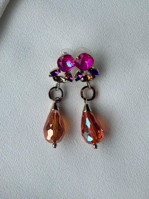 SUMMER SALE -40%! Oorbellen lang met roze, paars en oranje