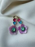 SUMMER SALE -40%! Oorbellen lang meerkleurig met bloem